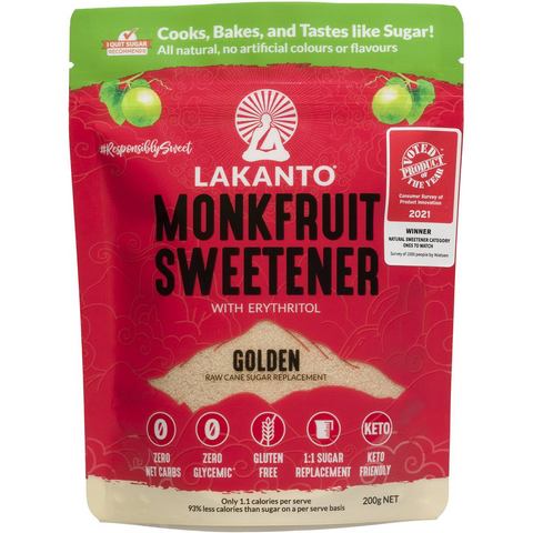 Lakanto Monkfruit Golden Sweetener Replaces Raw Sugar 200g