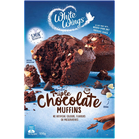 White Wings Muffin Mix Triple Chocolate 550g