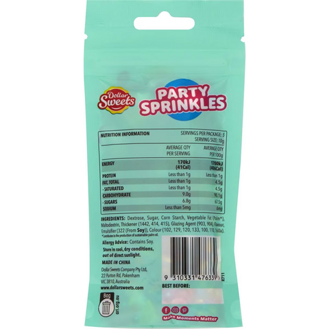 Dollar Sweets Party Sprinkles 50g