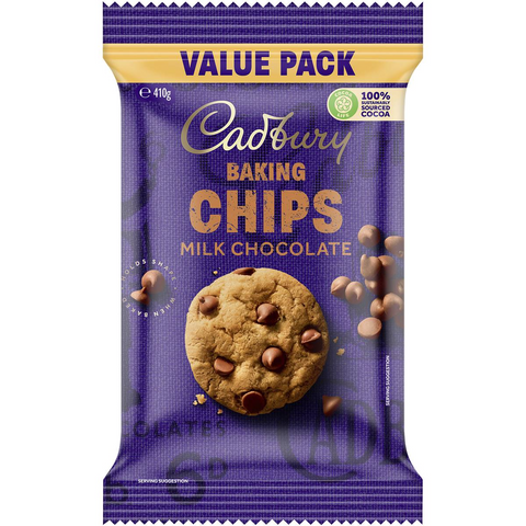 Cadbury Baking Milk Chocolate Chips Value Pack 410g