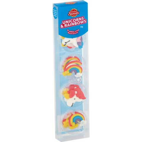 Dollar Sweets Icing Decorations Unicorn & Rainbow 12 Pack