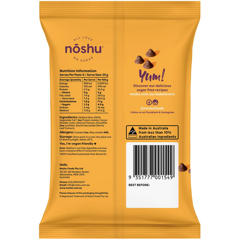 Noshu 95% Sugar Free Choc Baking Chips 150g