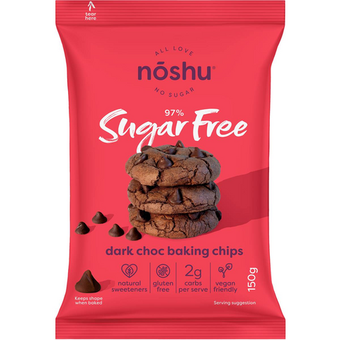 Noshu 97% Sugar Free Dark Choc Baking Chips 150g