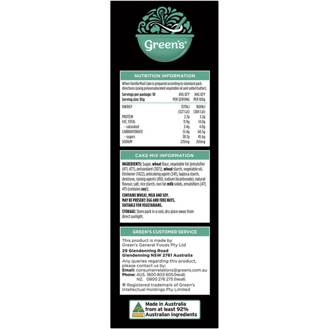 Green's Vanilla Mud Cake Mix 600g