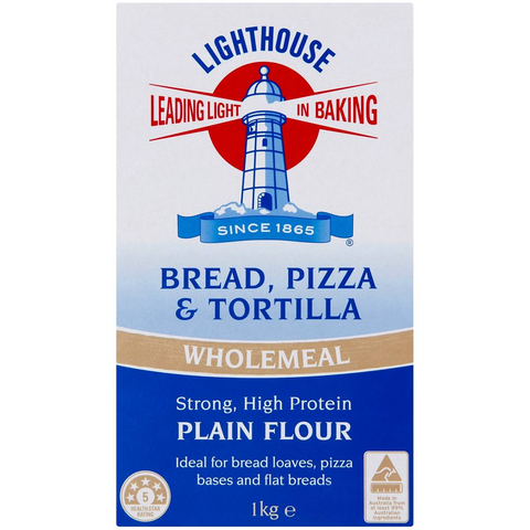 Lighthouse Wholemeal Plain Flour For Bread Pizza & Tortilla 1kg