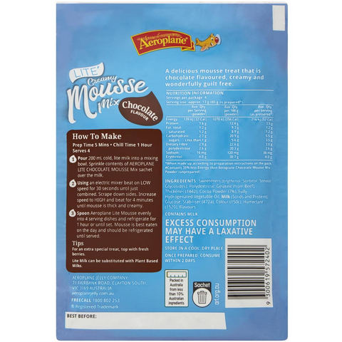 Aeroplane Lite Creamy Mousse Mix Chocolate Flavour 53g