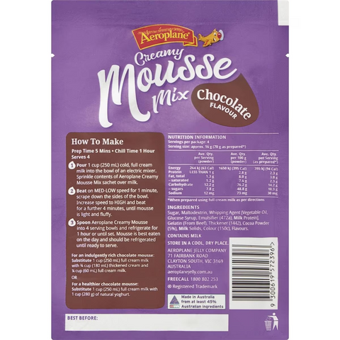 Aeroplane Creamy Mousse Mix Chocolate Flavour 65g