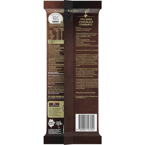 Nestle Plaistowe 70% Cocoa Baking Chocolate Block 180g