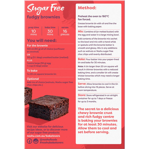 Noshu 99% Sugar Free Fudgy Brownies Mix 300g