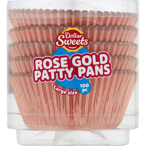 Dollar Sweets Rose Gold Foil Patty Pans Large Assorted 100 Pack