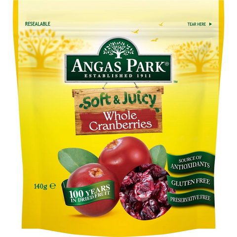 Angas Park Soft & Juicy Whole Cranberries 140g