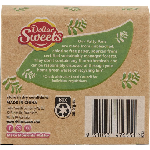 Dollar Sweets Unbleached Patty Pans Large 100 Pack