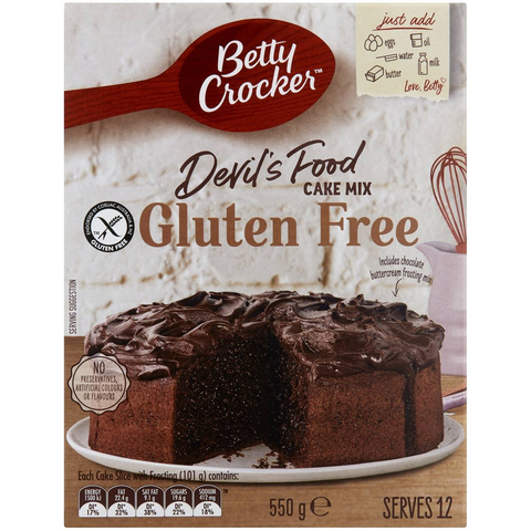 Betty Crocker Devils Food Gluten Free Cake Mix 550g