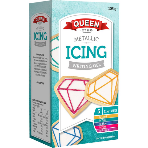 Queen Metallic Icing Writing Gel 5 Pack