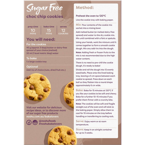 Noshu 98% Sugar Free Choc Chip Bake Mix 300g