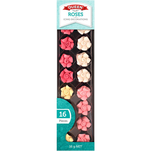 Queen Roses Icing Decorations 16 Pack