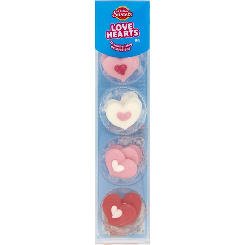 Dollar Sweets Love Hearts Edible Icing Decorations 8g