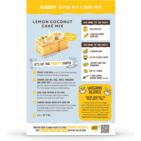 Well & Good Lemon Coconut Cake Mix 475g