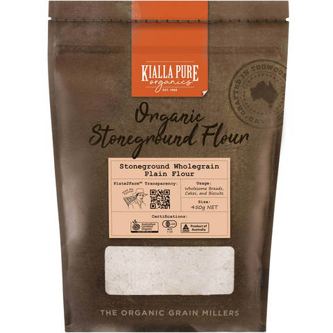 Kialla Organic Stoneground Wholegrain Plain Flour 450g