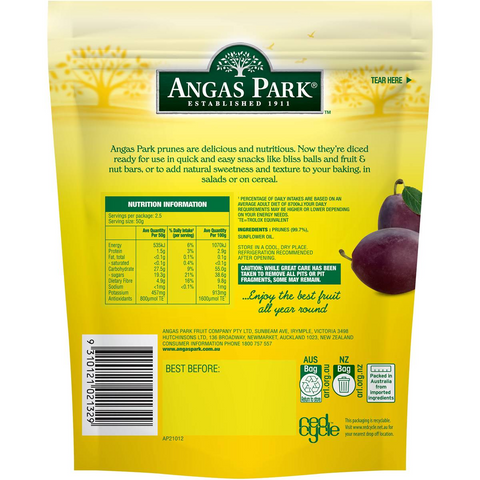 Angas Park Diced Prunes 125g