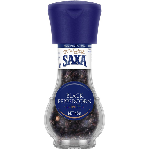 Saxa Black Peppercorn Pepper Grinder 45g