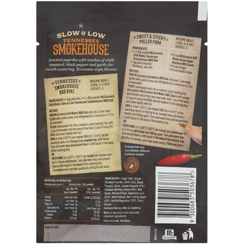 Mccormick Grill Mates Tennessee Smokehouse American Bbq Rub 40g