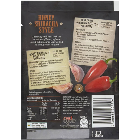 Mccormick Grill Mates Honey Sriracha American Bbq Dry Marinade 40g