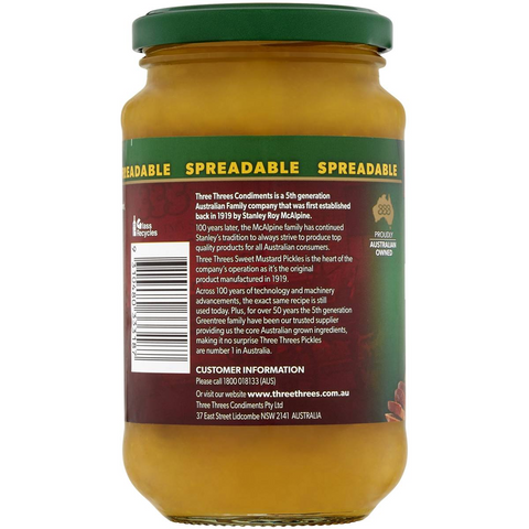 Three Threes Spreadable Sweet Mustard Pickles 390g