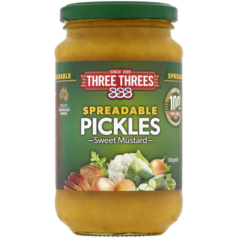 Three Threes Spreadable Sweet Mustard Pickles 390g