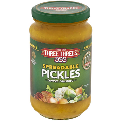 Three Threes Spreadable Sweet Mustard Pickles 390g