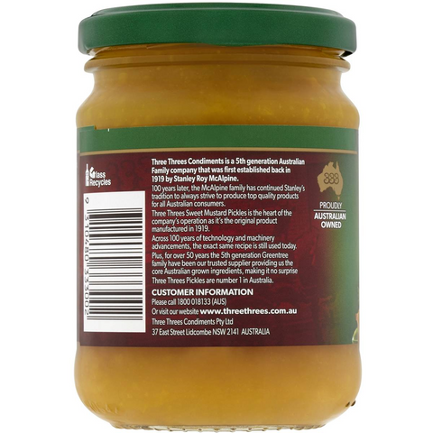 Three Threes Sweet Mustard Pickles 250g