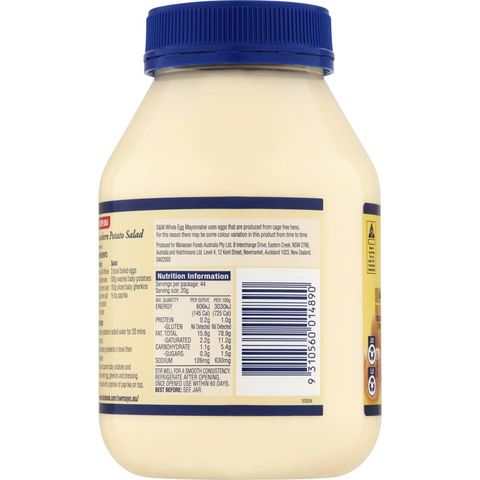 S&w Mayonnaise Whole Egg 880g