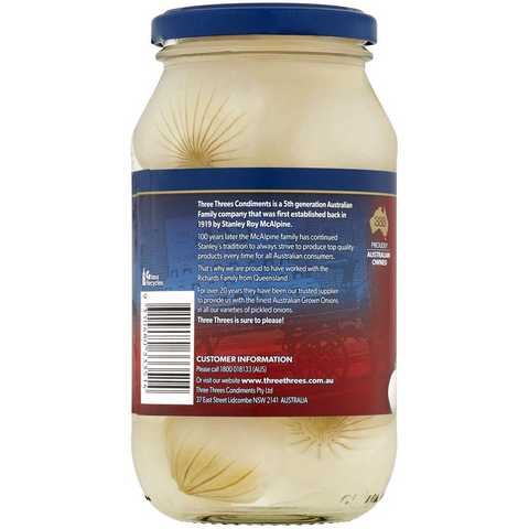 Three Threes Pickled Onions 520g