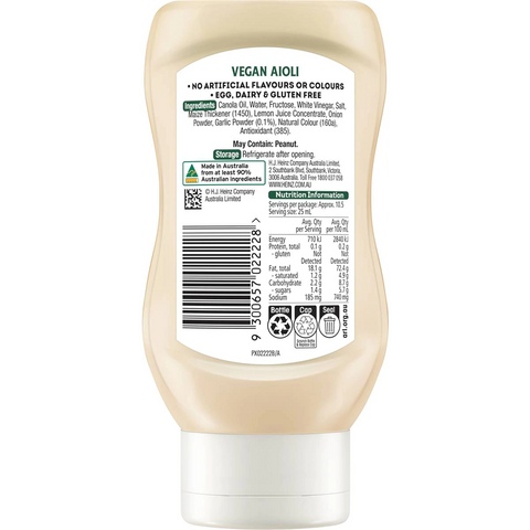 Heinz Seriously Good Mayonnaise Vegan Aioli Mayo 270ml