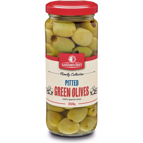 Sandhurst Olives Green Pitted 350g