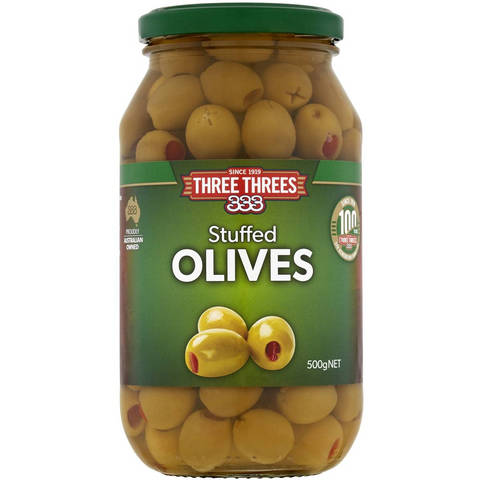 Three Threes Olives Stuffed 500g