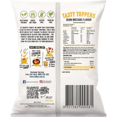 Calbee Harvest Snaps Tasty Toppers Dijon Flavour 60g