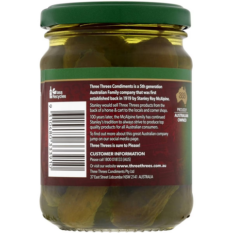 Three Threes Gherkins Sweet Spiced 260g