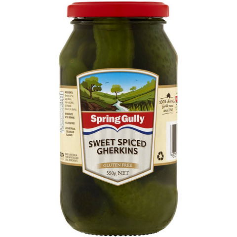 Spring Gully Gherkins Sweet Spiced 550g