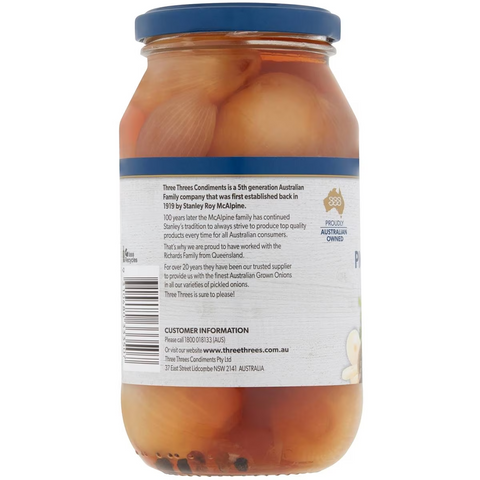 Three Threes Peppered Pickled Onions 500g