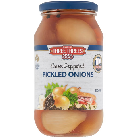 Three Threes Peppered Pickled Onions 500g