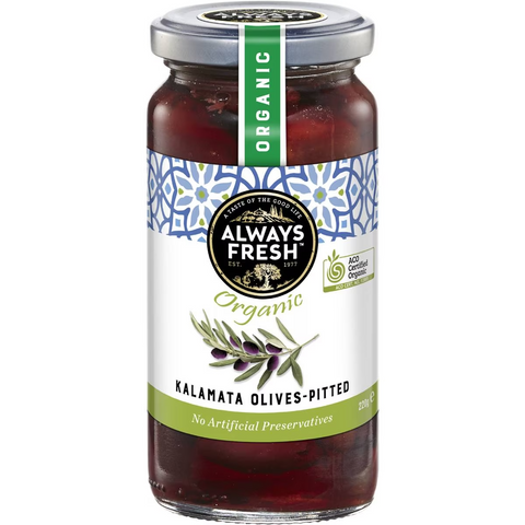 Always Fresh Organic Kalamata Pitted Olives 220g