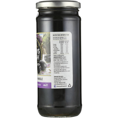 Always Fresh Olives Spanish Black 450g