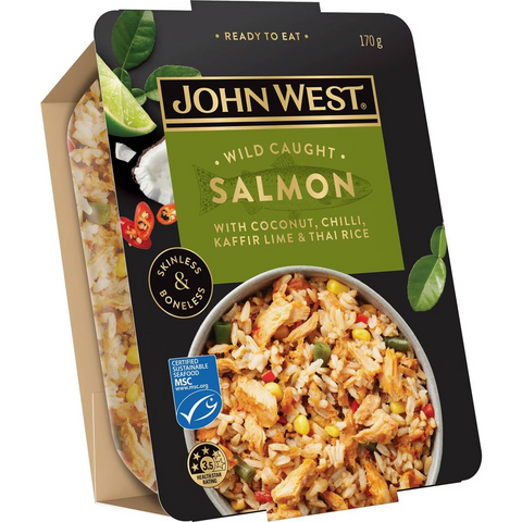 John West Wild Caught Salmon Bowl Coconut Chilli Lime &thai Rice 170g