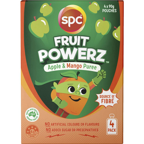 Spc Fruit Powerz Apple & Mango Puree Pouches 90g X 4 Pack