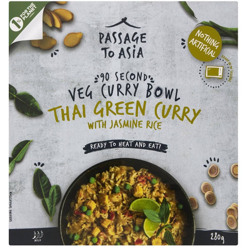 Passage To Asia Veg Curry Bowl Thai Green Curry With Jasmine Rice 280g