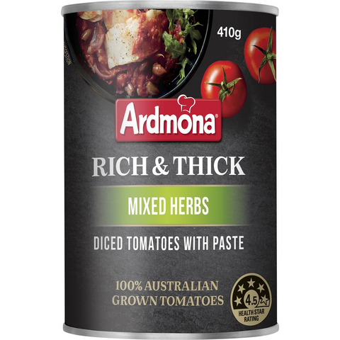 Ardmona Rich & Thick Diced Tomatos With Paste Mixed Herbs 410g