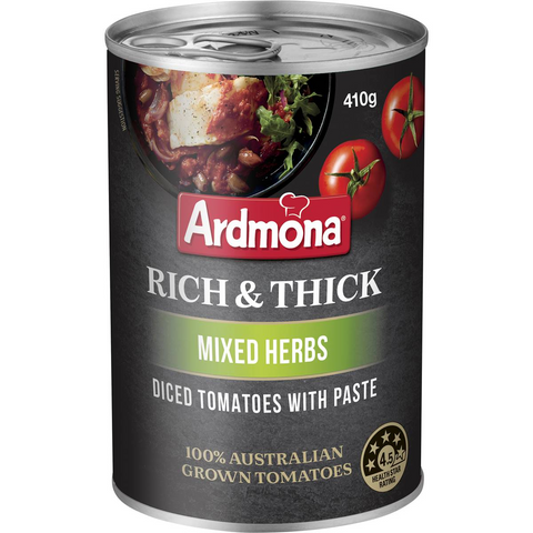 Ardmona Rich & Thick Diced Tomatos With Paste Mixed Herbs 410g