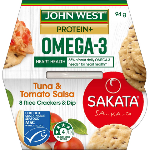 John West Protein+ Omega-3 Tuna Tomato Salsa With Crackers 94g