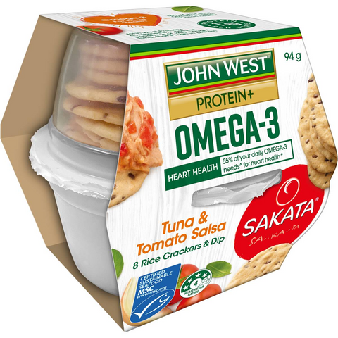 John West Protein+ Omega-3 Tuna Tomato Salsa With Crackers 94g